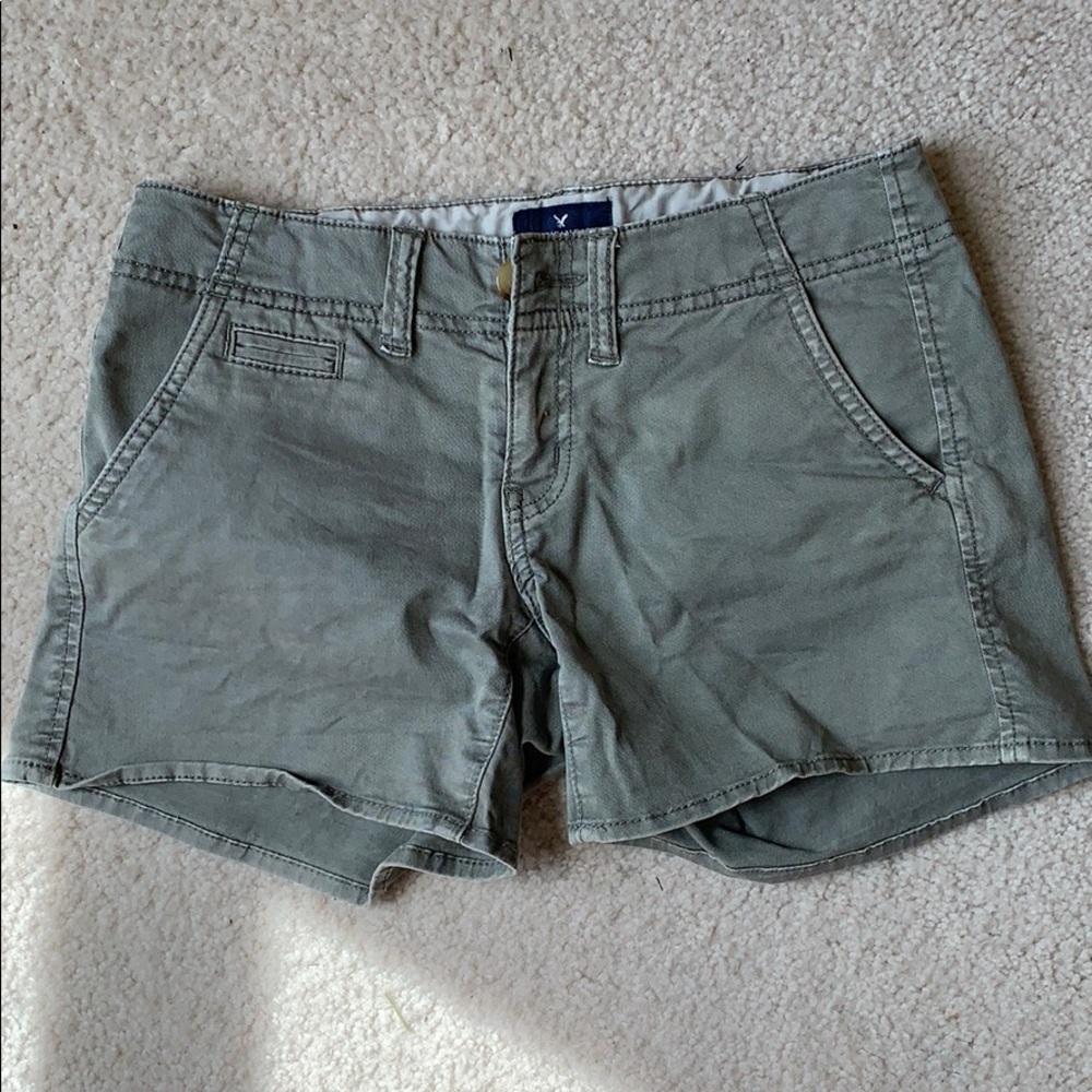 American Eagle Stretch Shorties- Khaki Green